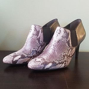 Cole Haan Black Leather Python Stiletto Booties